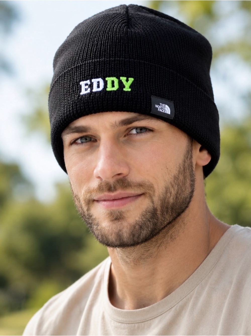 The North Face Black Knit Beanie Eddy Logo Winter Ski Snowboard Hat O/S Unisex